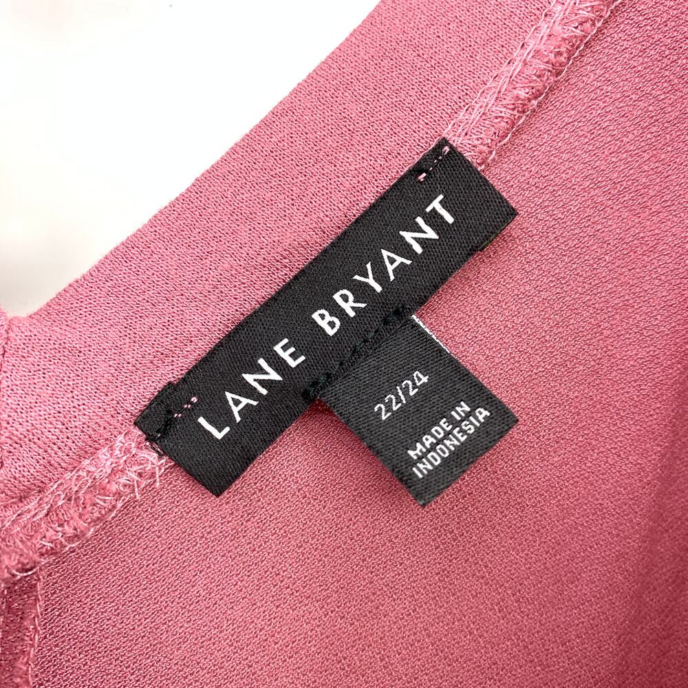 Lane Bryant Blouse Women's Size 22/24 V-Neck Ruffle Long Sleeve Pink - Picture 5 of 6